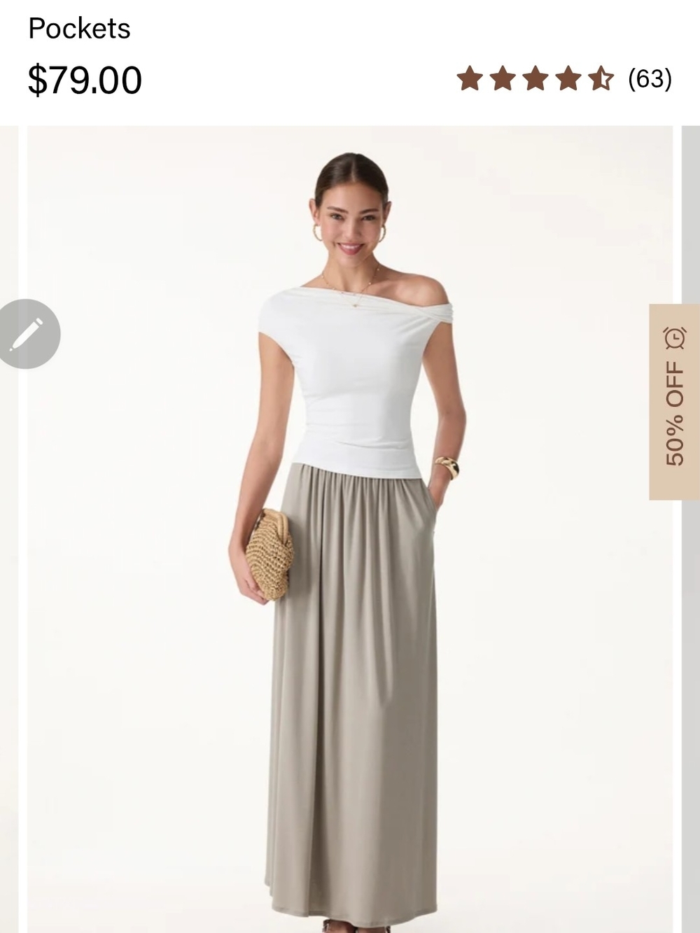 OGL Move Dark Alabaster Tencel Linen Flowy Maxi Skirt Size M
